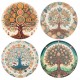 Set 4 sous-bocks Arbres de Vie stylisés et Ambiance Ethnique Originale, diamètre 11 cm