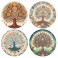 Set 4 sous-bocks Arbres de Vie stylisés et Ambiance Ethnique Originale, diamètre 11 cm