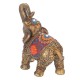 SIGNES GRIMALT Figurine éléphant, Trompe levée, Parure Fleur de Lotus Rouge et Accessoires Bleus, Hauteur 16 cm