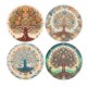 Set 4 sous-bocks Arbres de Vie stylisés et Ambiance Ethnique Originale, diamètre 11 cm