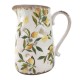 Pichet rétro et Romantique en faïence avec Anse, Effet Vieilli et Modèle Citrons, Hauteur 23 cm