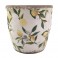 Porte Plante rétro et Romantique en faïence avec Anse, Effet Vieilli et Modèle Citrons, diamètre 17 cm