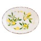 Assiette Plat de service ovale en faïence, Effet vieilli et Modèle Citrons, longueur 25 cm