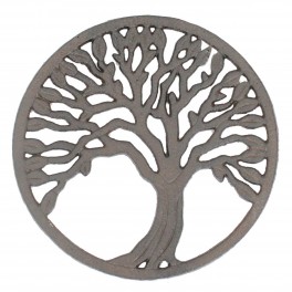 Dessous de Plat en Fonte, Arbre de Vie et Design Circulaire, diamètre 22 cm