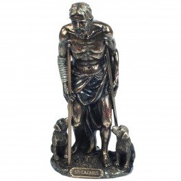 Statuette en polyrésine Saint Lazare de couleur bronze