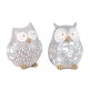 Set 2 Figurine Chouette et Hibou en Résine, Mod Shabby Chic, H 11 cm