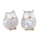 Set 2 Figurine Chouette et Hibou en Résine, Mod Shabby Chic, H 11 cm