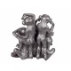 SIGNES GRIMALT Statue en résine, Cinq Singes de la Sagesse, Modèle Argenté. Hauteur 22,5 cm