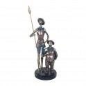 Figurine décorative Don Quichotte et Sancho Panza, Sculpture Résine, H 22 cm
