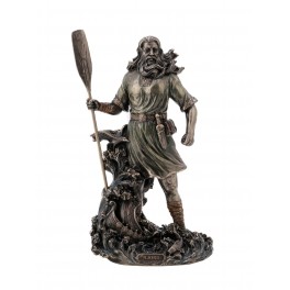 ORIGEN Statue Mythologie Nordique : Dieu Njörd, Dieu des Marins et Pêcheurs, Finition Antic Line, H 25 cm