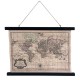 Carte murale en rouleaux, Planisphère Rétro, Marron et Gris, L 60 cm