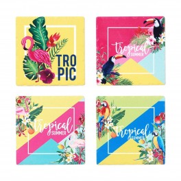 Decor and Go DG17635 Lot de 4 dessous-de-verre de cuisine Collection Tropical
