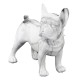 Statuette Résine contemporaine Bouledogue Français, Gris et Blanc Marbré, L 23 cm