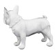 Statuette Résine contemporaine Bouledogue Français, Gris et Blanc Marbré, L 23 cm