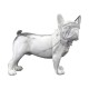 Statuette Résine contemporaine Bouledogue Français, Gris et Blanc Marbré, L 23 cm