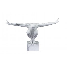 ORIGEN Statuette Résine contemporaine Homme : Equilibre, Marbré Blanc, L 50 cm