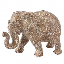 Figurine décorative éléphant, Effet mandala en relief, L 20 cm