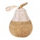 Figurine Poire décorative en résine et Aspect rotin, Collection ORGANIK, H 23 cm