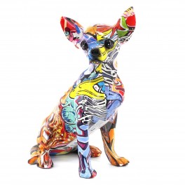 Vidal Regalos Statue Résine : Chihuahua en résine, Collection Graffiti, H 25 cm Multicolore