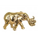 ORIGEN Statuette Eléphant et éléphanteau 2, Modèle Doré, Collection Golden Rock, L 33 cm