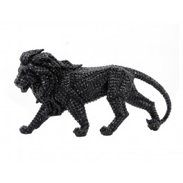 SGRIMALT Statuette Lion XL Noir, Collection Black Rock, Polyrésine Semi-Brillante, L 45 cm