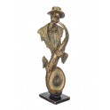 ORIGEN Statuette Musicien de Jazz : Saxophoniste stylisé, Effet Bronze patiné, Résine, H 48 cm