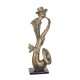 ORIGEN Statuette Musicien de Jazz : Saxophoniste stylisé, Effet Bronze patiné, Résine, H 48 cm