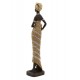 ORIGEN Statuette Grande Africaine Debout et Cruche, Robe Perles d'or et d'argent, H 41 cm