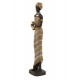 ORIGEN Statuette Grande Africaine Debout et Cruche, Robe Perles d'or et d'argent, H 41 cm