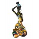 SIGNES GRIMALT Statuette Africaine Assise 1, Robe Multicolore, Collection Durban, H 16 cm