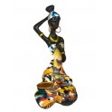 SIGNES GRIMALT Statuette Africaine Assise 1, Robe Multicolore, Collection Durban, H 16 cm
