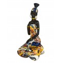 SIGNES GRIMALT Statuette Africaine Assise 2, Robe Multicolore, Collection Durban, H 16,5 cm