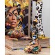 SIGNES GRIMALT Statuette Africaine Assise 1, Robe Multicolore, Collection Durban, H 16 cm