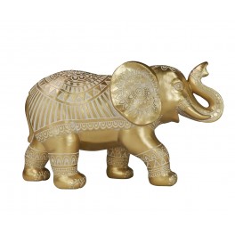 SIGNES GRIMALT Statuette éléphant dorée et Mandalas Ethniques, Collection Glory, Longueur 28 cm