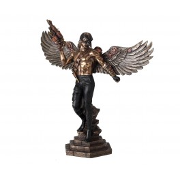 SIGNES GRIMALT Statuette Résine Antic Line : Guerrier ailé Steampunk et Masque de Corbeau, Hauteur 25 cm