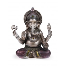 G&S Statuette Ganesh en résine, Mod coloré métallisé, H 20 cm