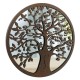 MIROIR Mural rond en Métal couleur Brun Décoration Arbre de Vie Diamètre 30cm
