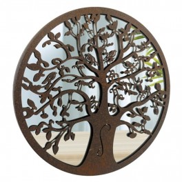 MIROIR Mural rond en Métal couleur Brun Décoration Arbre de Vie Diamètre 30cm