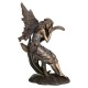 Statue de Fée Assise assoupie sur une Fleur 22cm Décoration Fantasy couleur Bronze
