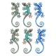 GECKO Lézard Set de 6 Décoration murale à Suspendre en résine Vert et Bleu de 16cm Ambiance Tropicale