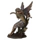 Statue de Fée Assise assoupie sur une Fleur 22cm Décoration Fantasy couleur Bronze
