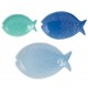Plateaux de service - Céramique - Ensemble de 3 - Forme de poisson - 27 cm - Couleurs apaisantes
