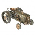 TRACTEUR rétro Miniature Décoration en métal de 16cm couleur Gris kaki doré
