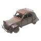 VOITURE collection rétro inspiration 2CV miniature en métal effet vieilli de 28cm couleur Grise