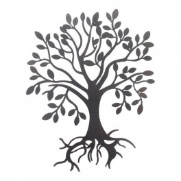 Décoration murale ARBRE de VIE en métal de 57cm couleur Gris Noir Maison de Campagne