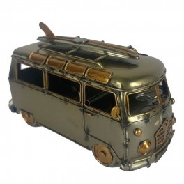 VAN Camper rétro Miniature Décoration en Métal de 20cm couleur Kaki Cuivre Vintage
