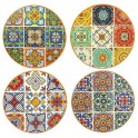 Dessous de Plat rond 20cm Set de 4 en céramique Art de la Table Design Carreau de ciment en couleur
