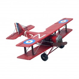 Avion Biplan Miniature en métal, Modèle Rouge, L 35 cm
