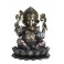 G&S Statuette Ethnique XL résine : Ganesh & Lotus, Finition Antic Line, Hauteur 30 cm