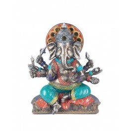 G&S Statuette Ganesh en résine, Modèle Versicolor 1, H 18 cm
